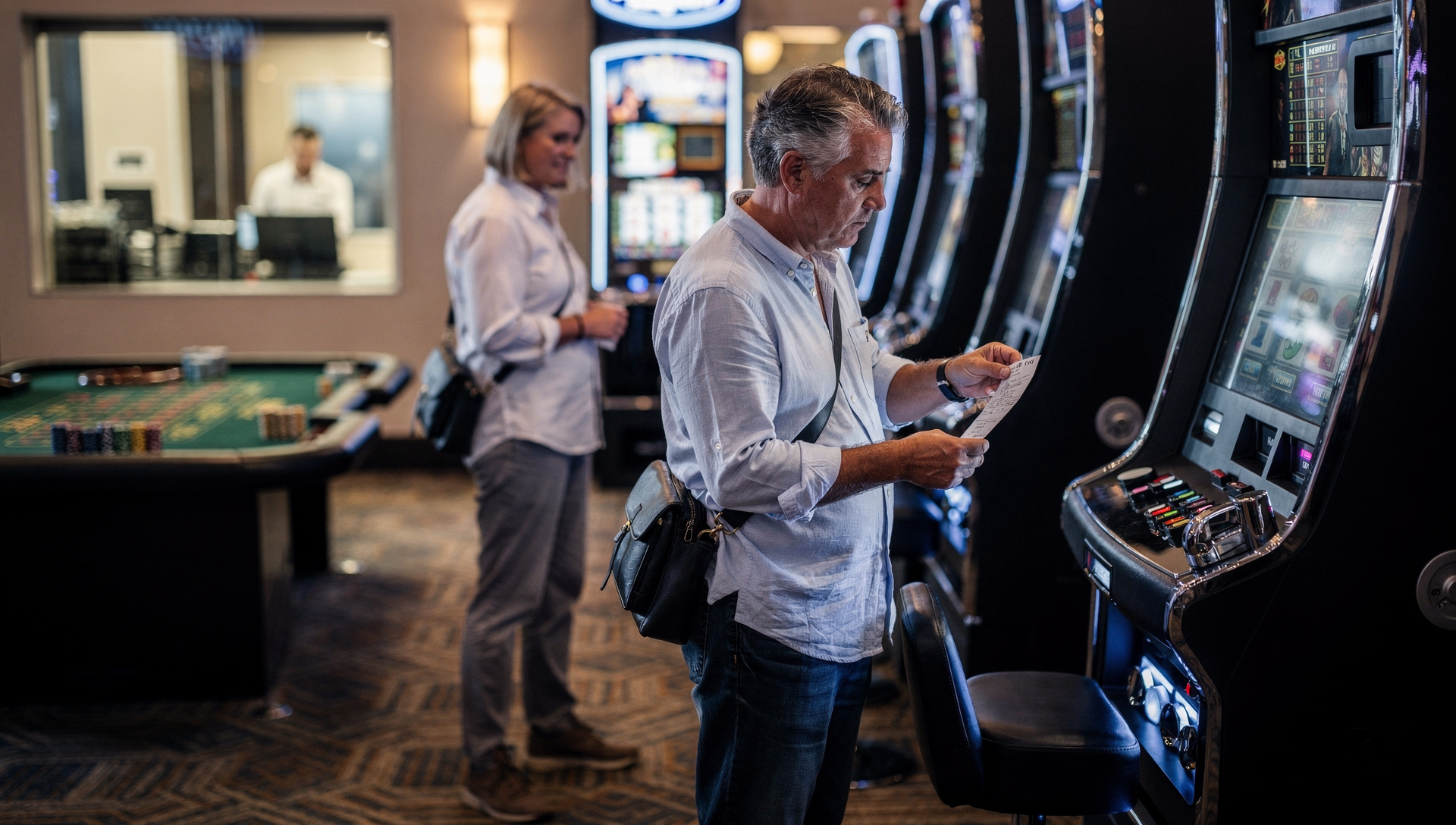 Australian tourist reviewing IRS Form 1042-S after winning at a US casino