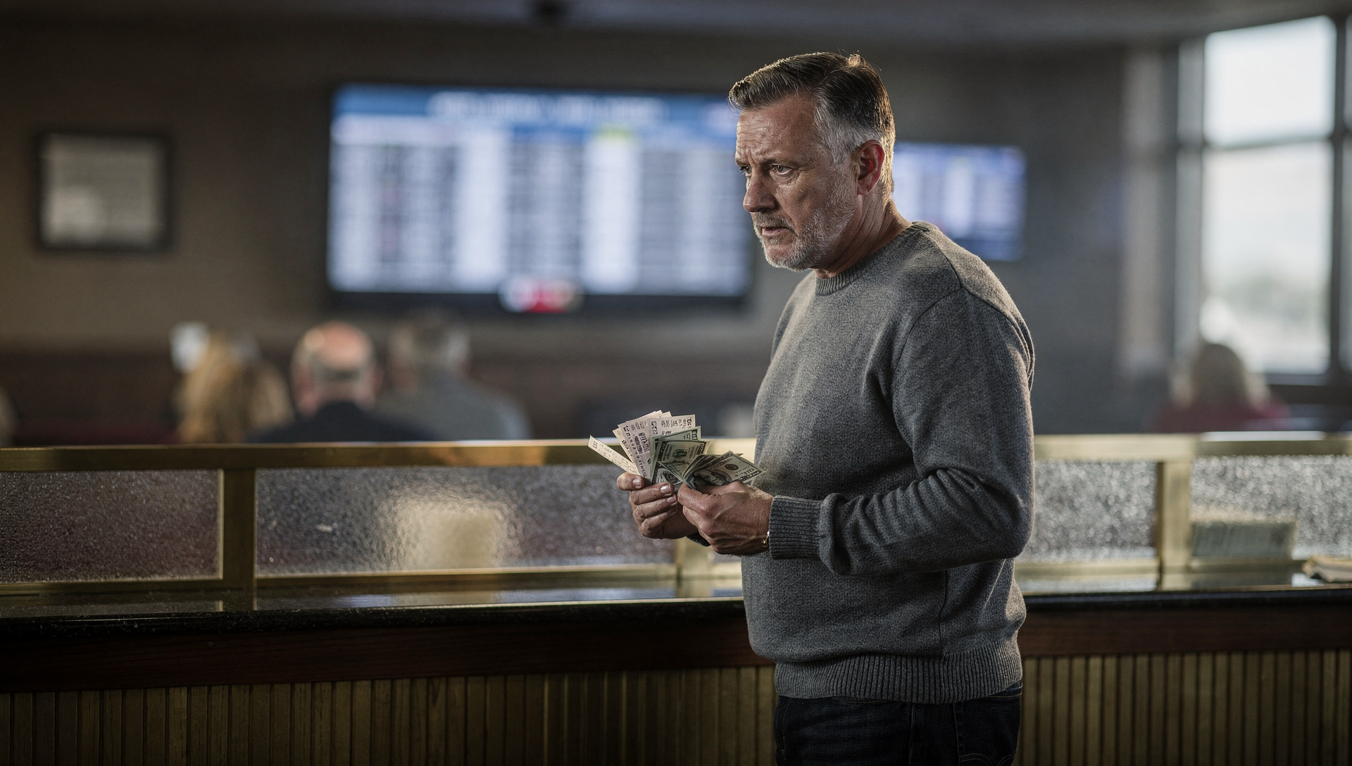 Canadian bettor reviewing Form 1042-S and winning horse racing tickets for a U.S. tax refund claim